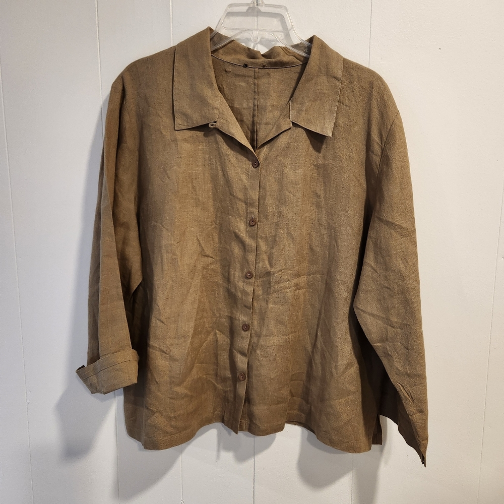 Eileen Fisher 100% Irish Linen Jacket Size L